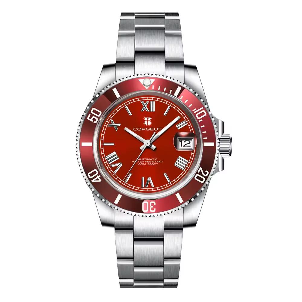 CORGEUT 40mm NH35 Uhrwerk Herren Klassische Uhren Automatisch Mechanisch Saphirglas 10Bar Tauchen BGW9 Leuchtend Geschenkuhren