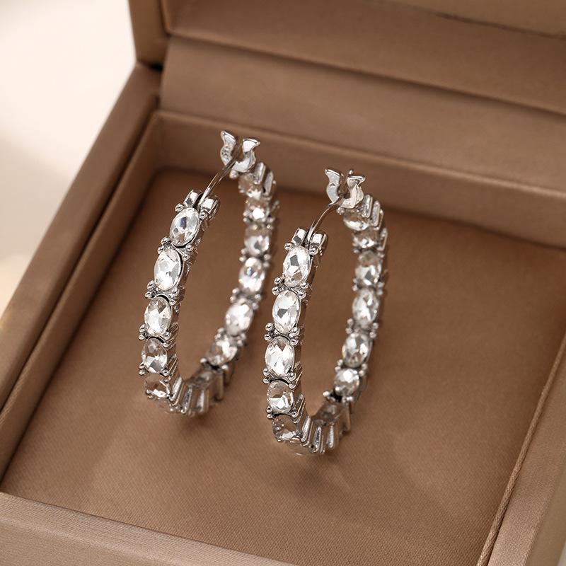 

Личность большие круглые серьги-кольца женские высококлассные темпераментные простые серьги с бриллиантами, универсальные хипстерские серьги серебряный