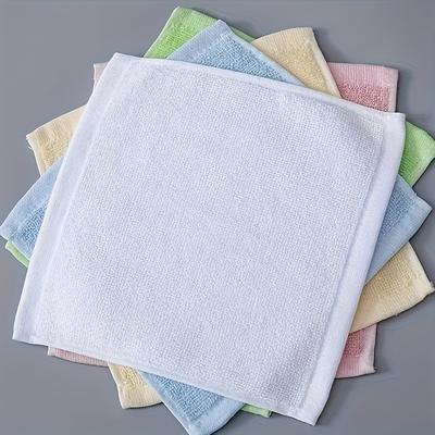 10pcs Soft Absorbent Cotton Face  Hand Towels, Square, Ultra-Fine Knit Fabric, Gingham Pattern In White, Light Blue, Green, Yellow, Pink