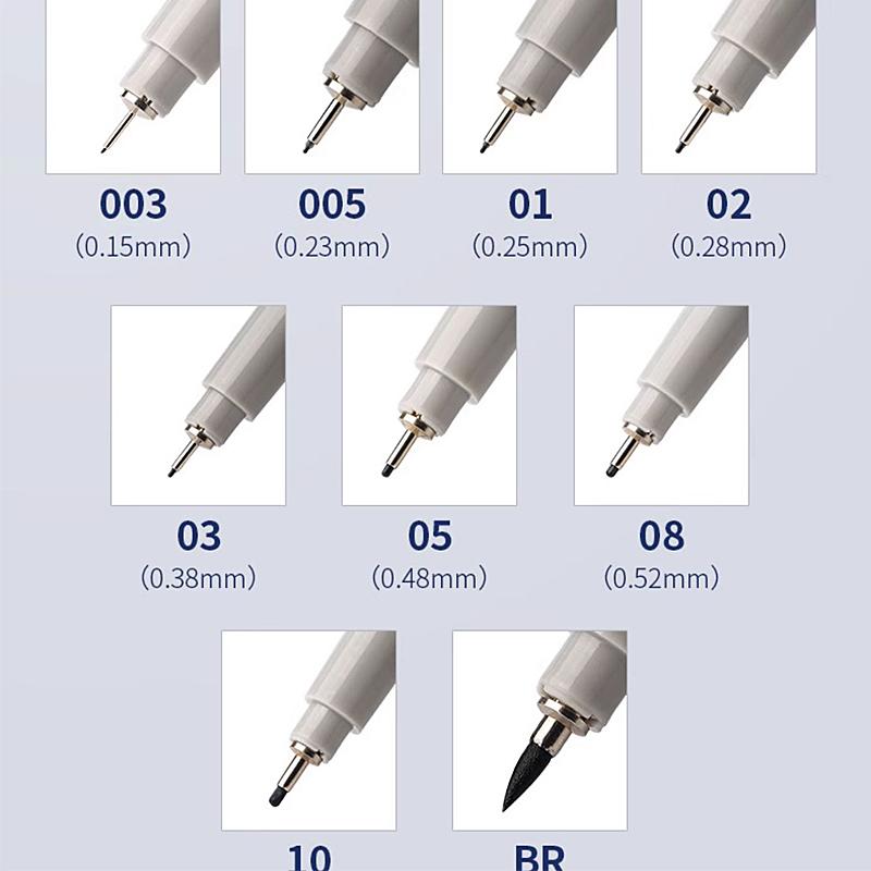 9 Buc. Marker Fin Liner Micron Negru Cerneală Rezistentă la Apă pentru Desen Manga, Schiță, Stilou cu Ac, Stilou pentru Linii Fine, Set de Papetărie pentru Schiță, Articole de Artă