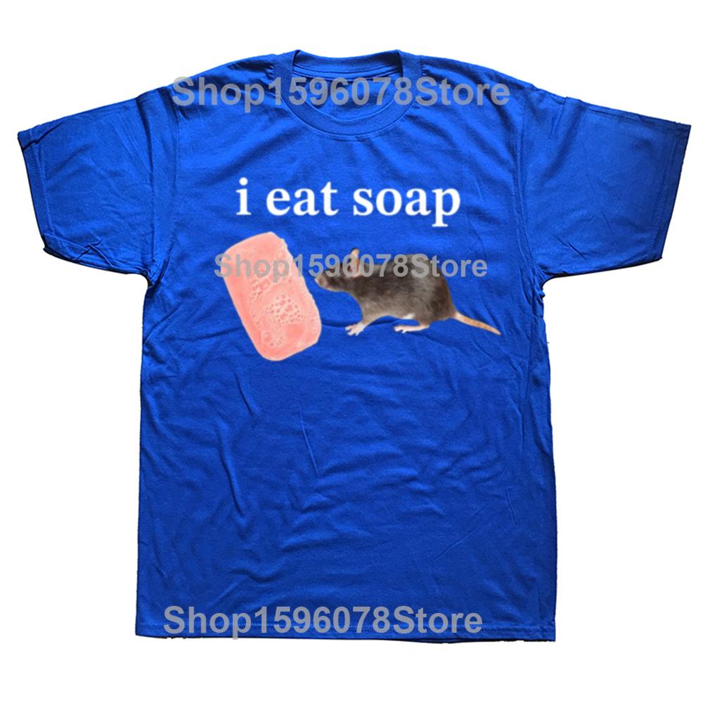 I Eat Soap Rat Funny Meme T Shirt Men's Fashion Vintage O-Neck Short Sleeve T-shirts Casual Cotton Oversized TShirts Streetwear