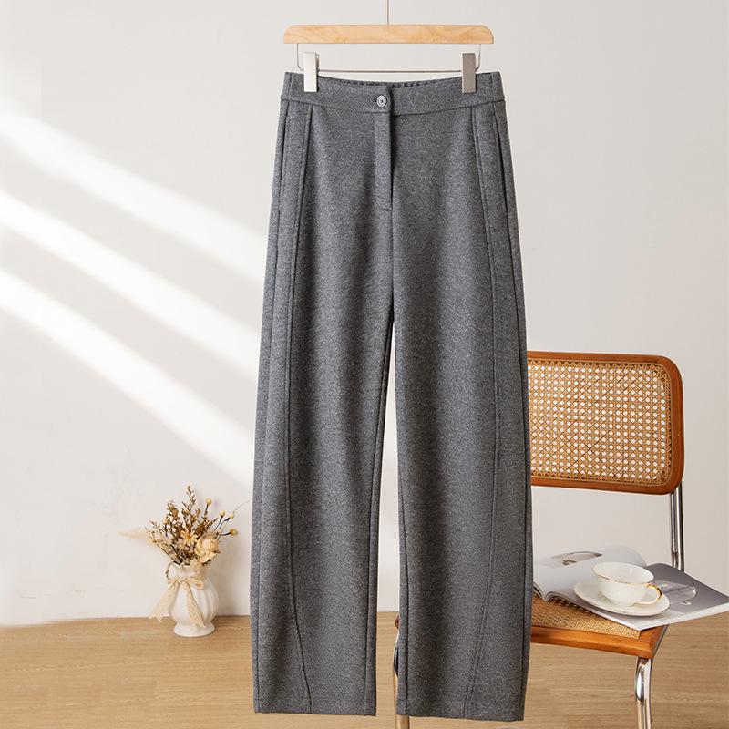 

2025 Puyuan Fall/Winter Wool-Blend Button Front Curved-Leg Casual Pants - Age-Reducing, Comfortable & Inclusive Style Large