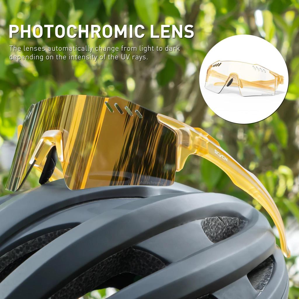 SCVCN UV400 Photochromic Protection Glasses Men Women Riding Windproof Goggles Outdoor Sports Eyewear MTB Road Bike Sunglasses 7