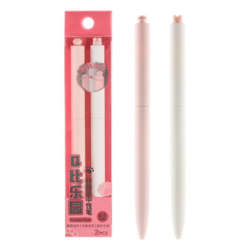 

2 шт., набор гелевых ручек с милыми кошачьими лапами, вращающаяся открытая шариковая ручка 0,5 мм, быстросохнущие чернила черного цвета для письма в подарок