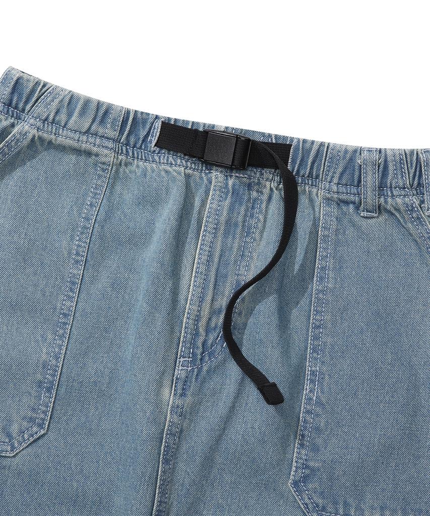 Columbia University M-Label Belted Denim Long Skirt Light Jeans