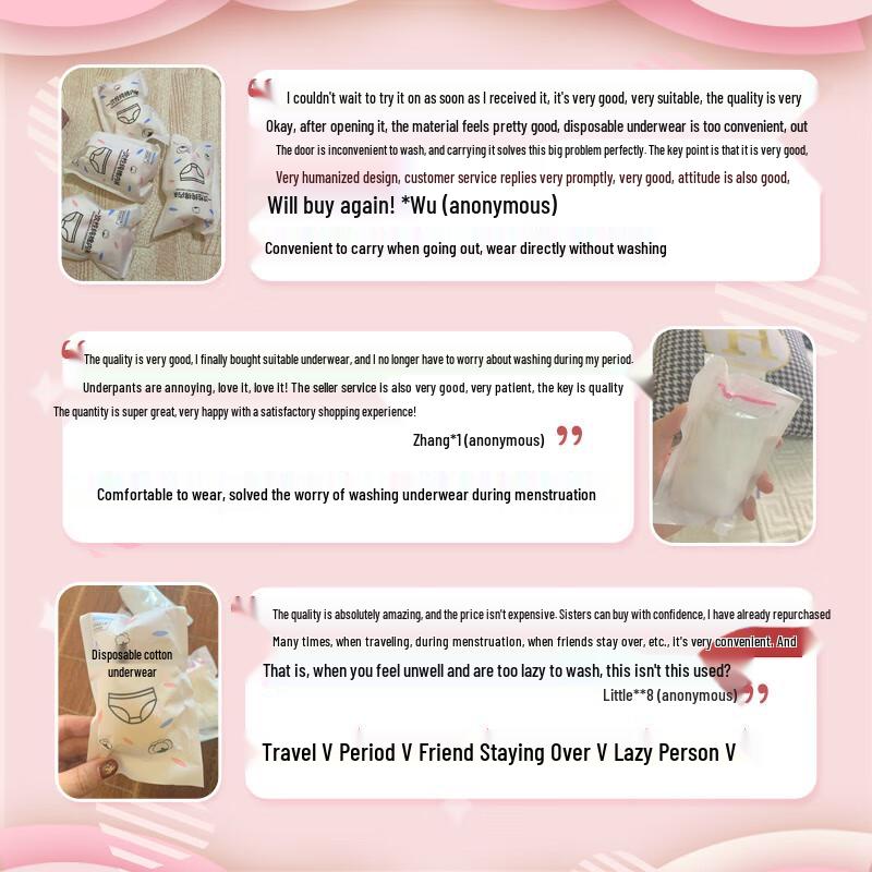 Ankexin Women's Disposable Cotton Underwear 5-Pack