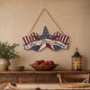 Yousheng Independence Day Wooden Sign, Rustic God Bless America Wall Hanging Decor with Red White Blue Stars and Stripes, Patriotic Wood Plaque for