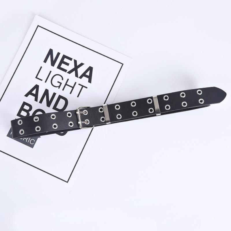 Chic Women's Double Eyelet Belt - European & American Fashion, Korean Style, Elegant All-Match Accessory