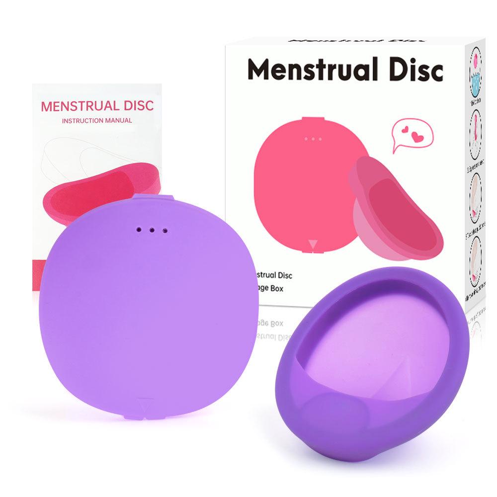 Silicone Menstrual Disc Cup with Storage Box and Built-in Handle for Women