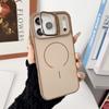 Official Fold Glass Camera Stand Holder Magnetic For Magsafe Case For iPhone 17 Air 16 15 14 Plus 13 Pro Max Solid Color Cover