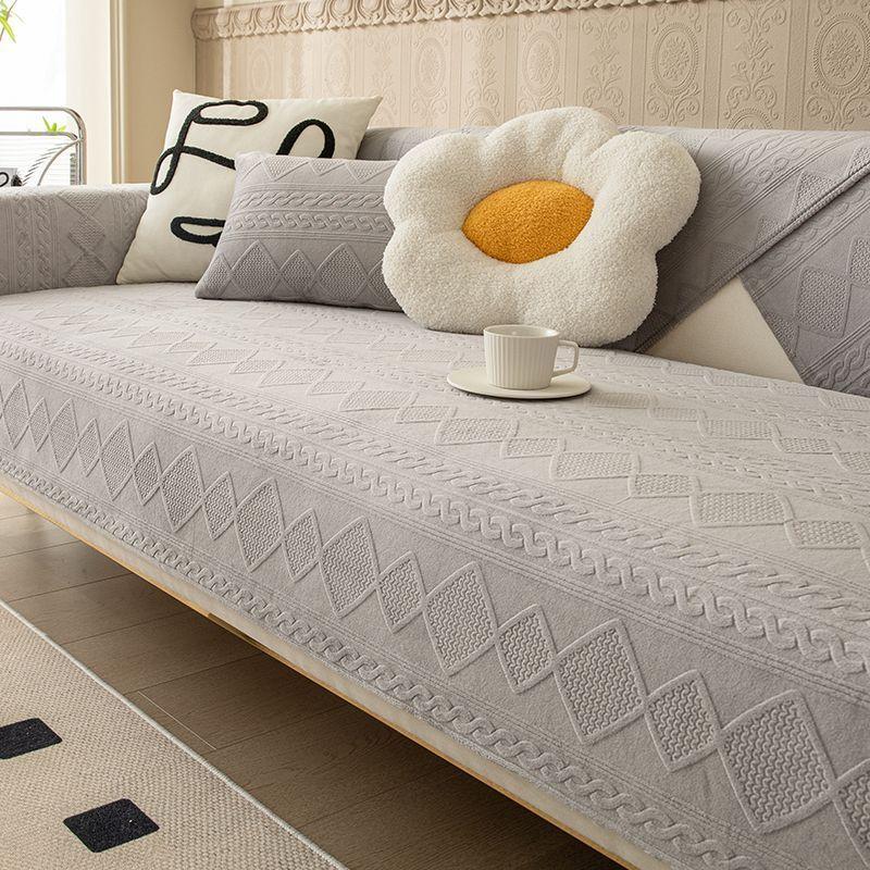Nordic Washed Cotton Sofa Cushion Modern Seat Cushion Homestay Non-slip Jacquard Sofa Cover Four Seasons Universal