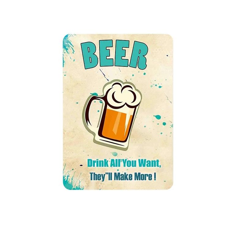 Vintage Beer Cheers Tin Sign Wall Plate Painting Decor Kitchen Bar Club Restaurant Pin Up Metal Signs Crafts Decorative Plaques