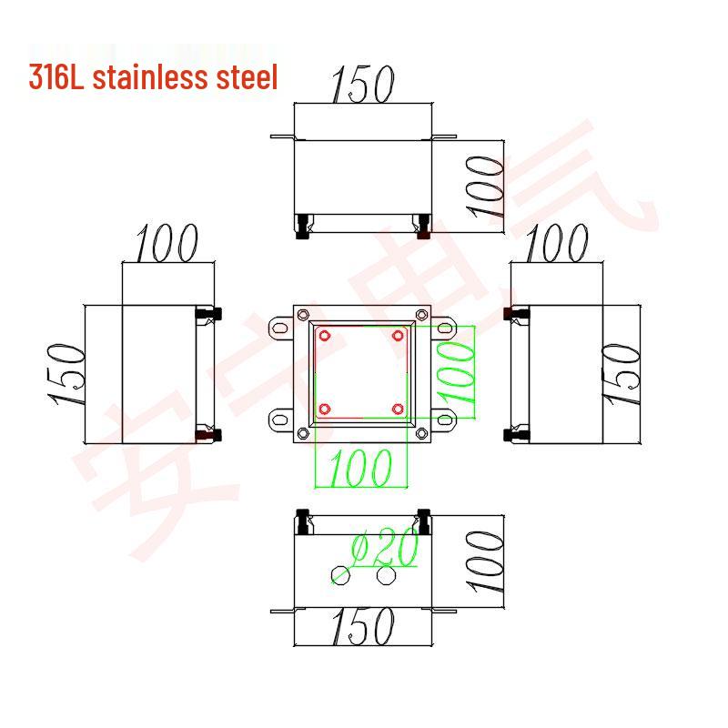 304 Stainless Steel Weatherproof Junction Box with UK Terminal, 316 Protection.
