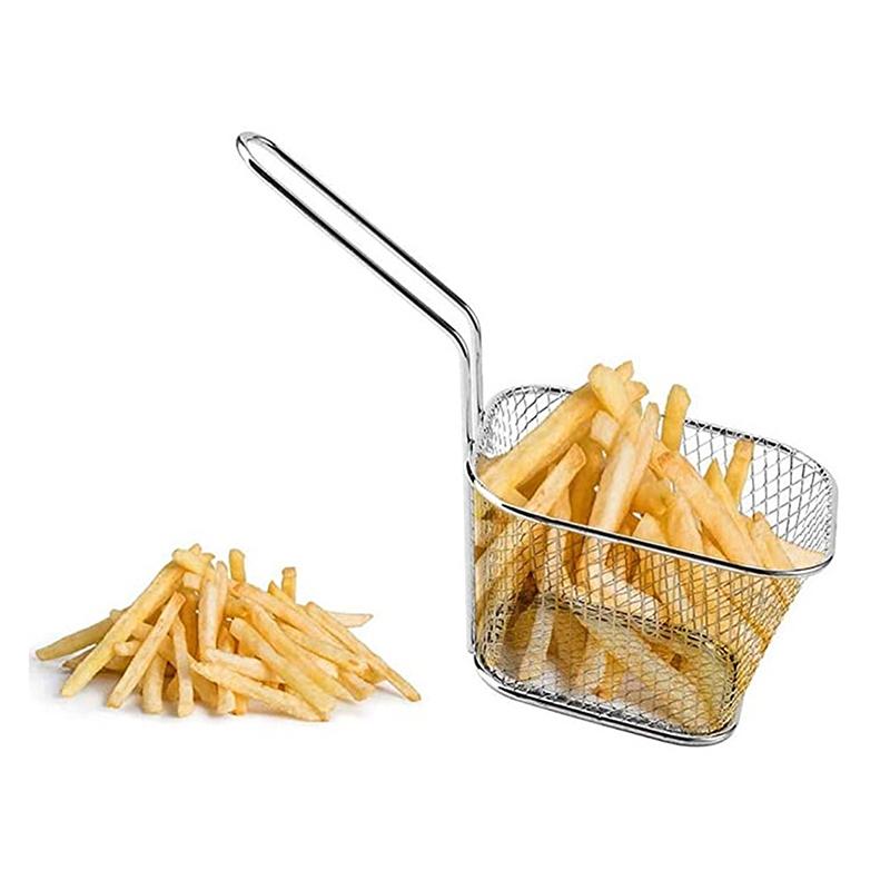 Stainless Steel Frying Basket Multifunctional Mini French Fries Frying Basket Creative Square Oil Separated Frying Basket