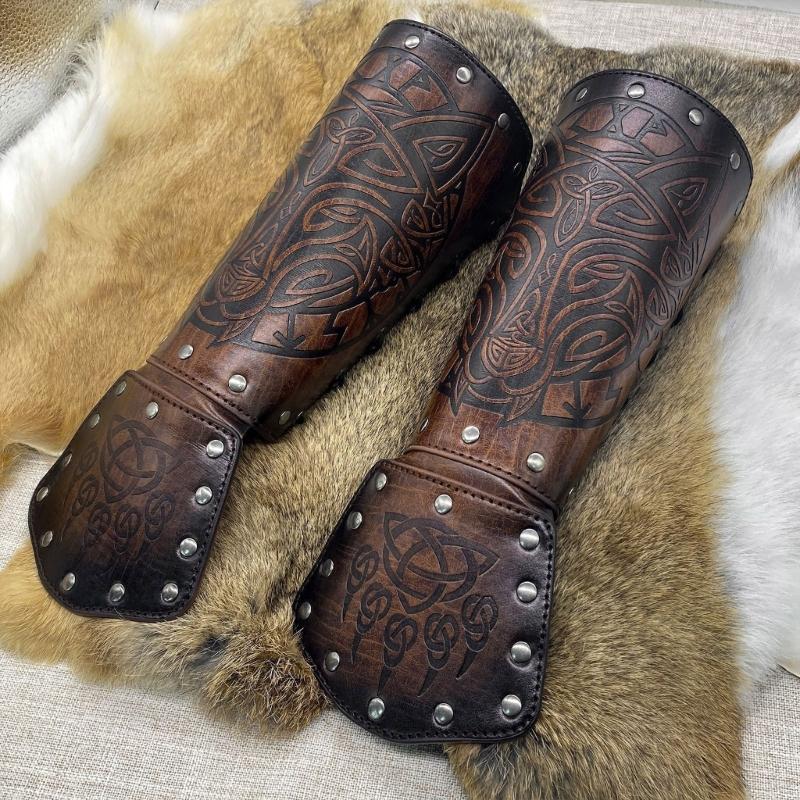 Viking Knight Arm Gauntlets Bracer Vintage Faux Leather Gauntlets Wristband Medieval Leather Bracers Arm Armors