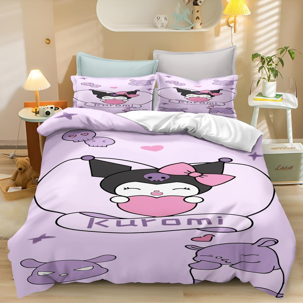 Kuromi Cartoon Bettbezug Rosa Lila Mädchen Geschenk Bettdecke Decke Wärme Kinderzimmer Bettwäsche