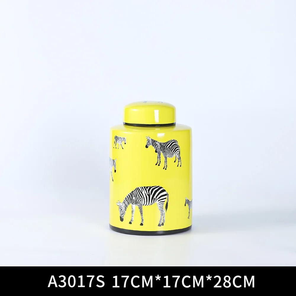 Geometric Stripe Storage Jar with Lid, Ceramic Vase, Candy Jar, Desktop Ornament Storage Container, Home Decoration Crafts