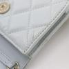 CHANEL Pearl strap flap wallet Shoulder Bag AP1838 Matelasse light blue leather/Fake pearl Women Used