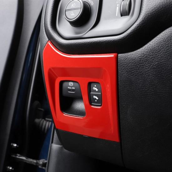 Electronic Handbrake Switch Button Panel Trim Cover for Dodge Ram 2018- Red