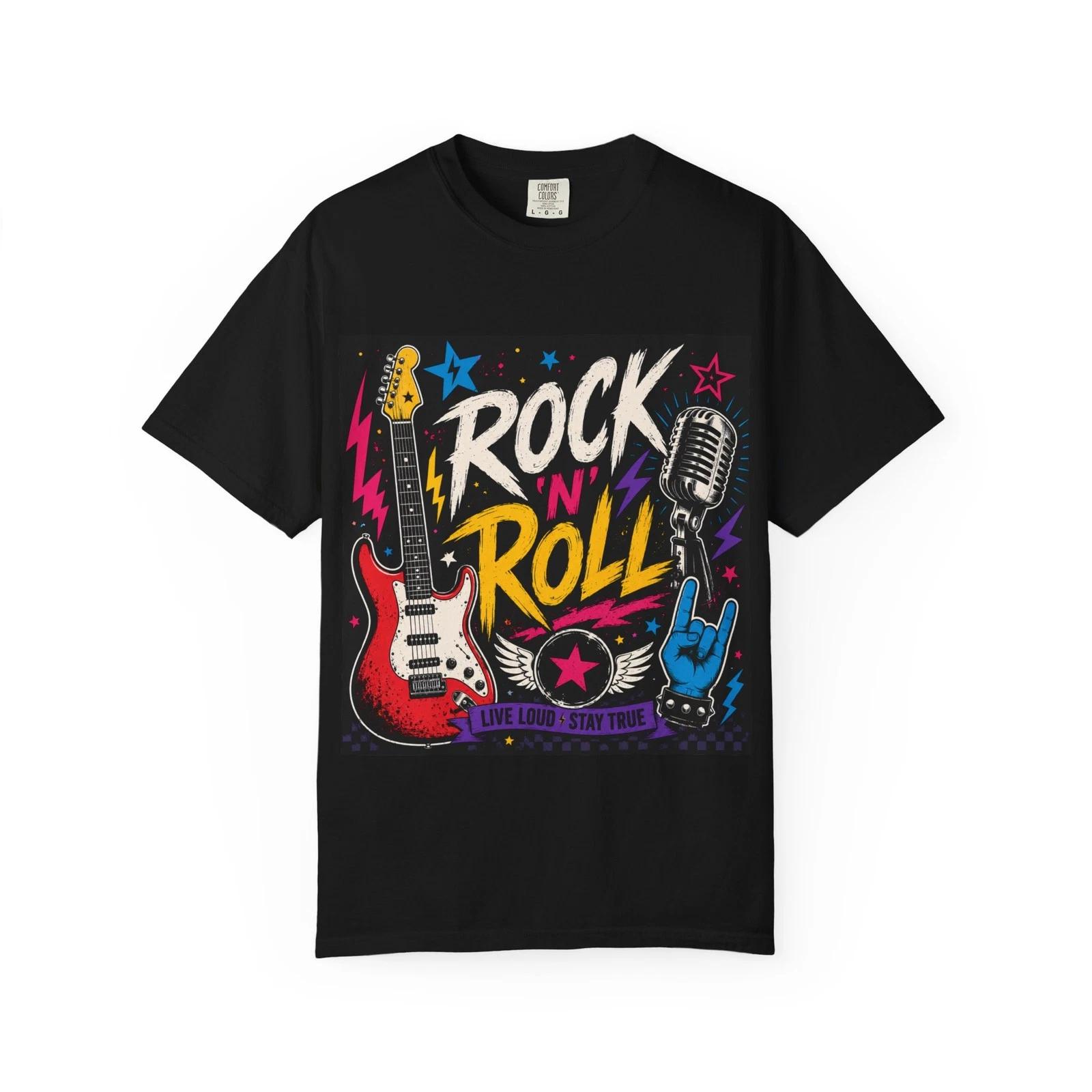 Rock N Roll Electric Guitar T-shirt | Retro Music Graphic XXL