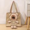 Canvas Dog and Cat Handbag with Exposed Head Bear Shape Shoulder Bag Canvas Outdoor Convenient Small Cat and Dog Pet Supplies