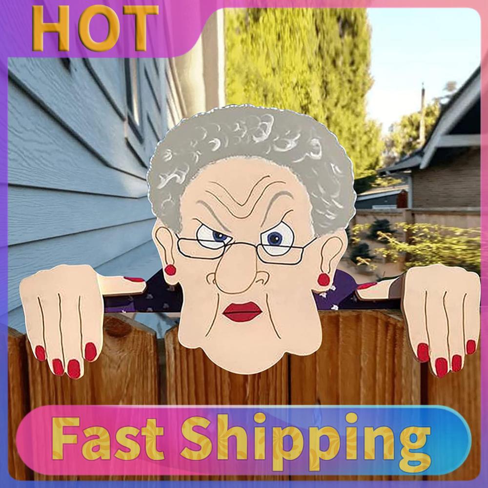 

Grandpa/Grandma Decorative Craft Father Day Mother Day Illustration Nosy Old Man Elderly Lady Exterior Fence Gift a