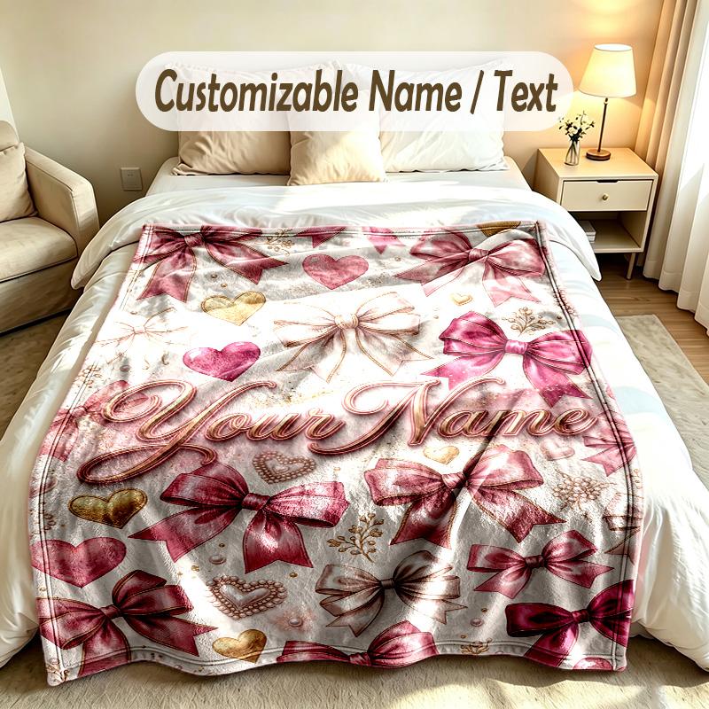Floral Theme Custom Blanket Personalized Name & Text Customized Soft Warm Throw Blanket Home Decor