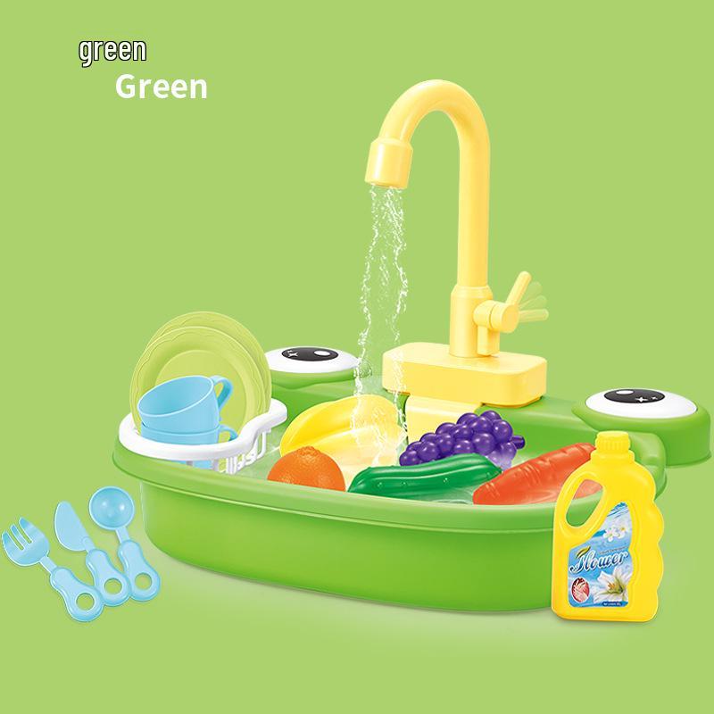 Children's Pretend Play Electric Sink with Circulating Water and Vegetable Washing Features
