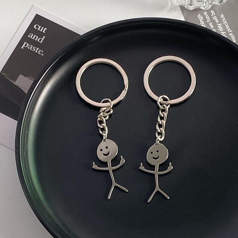 Interesting Match People Than Heart Middle Finger Couple Keychain Ins Personality Cute Funny Student Bag Pendant