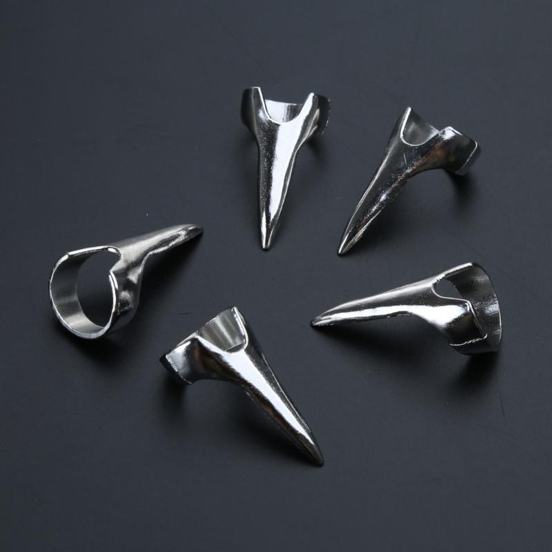 5pcs Retro Nail Finger Ring Comb Tip Joint Ring Halloween Cosplay Curling Hair Extension Tool Punk Party Jewelry Gift