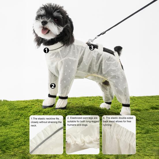Pet Anti Dust Pants Waterproof Anti-Slip Dog Paw Protector Shoes Rain Boots with Adjustable Suspender Dirty-Proof Belly for Outdoor Hiking Walking