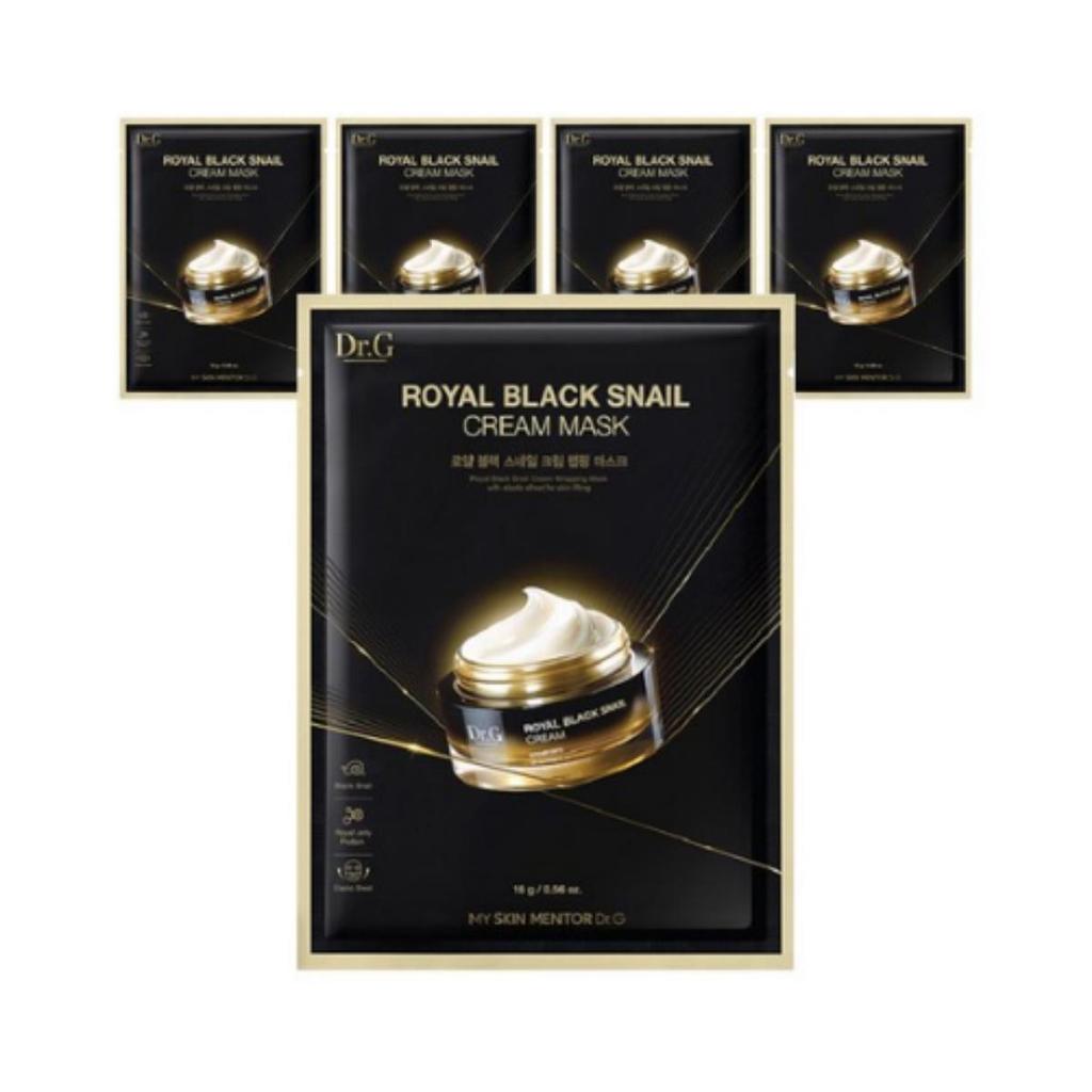 Dr.G Royal Black Snail Cream Mask — 16 g × 5 sheets (1 pack)