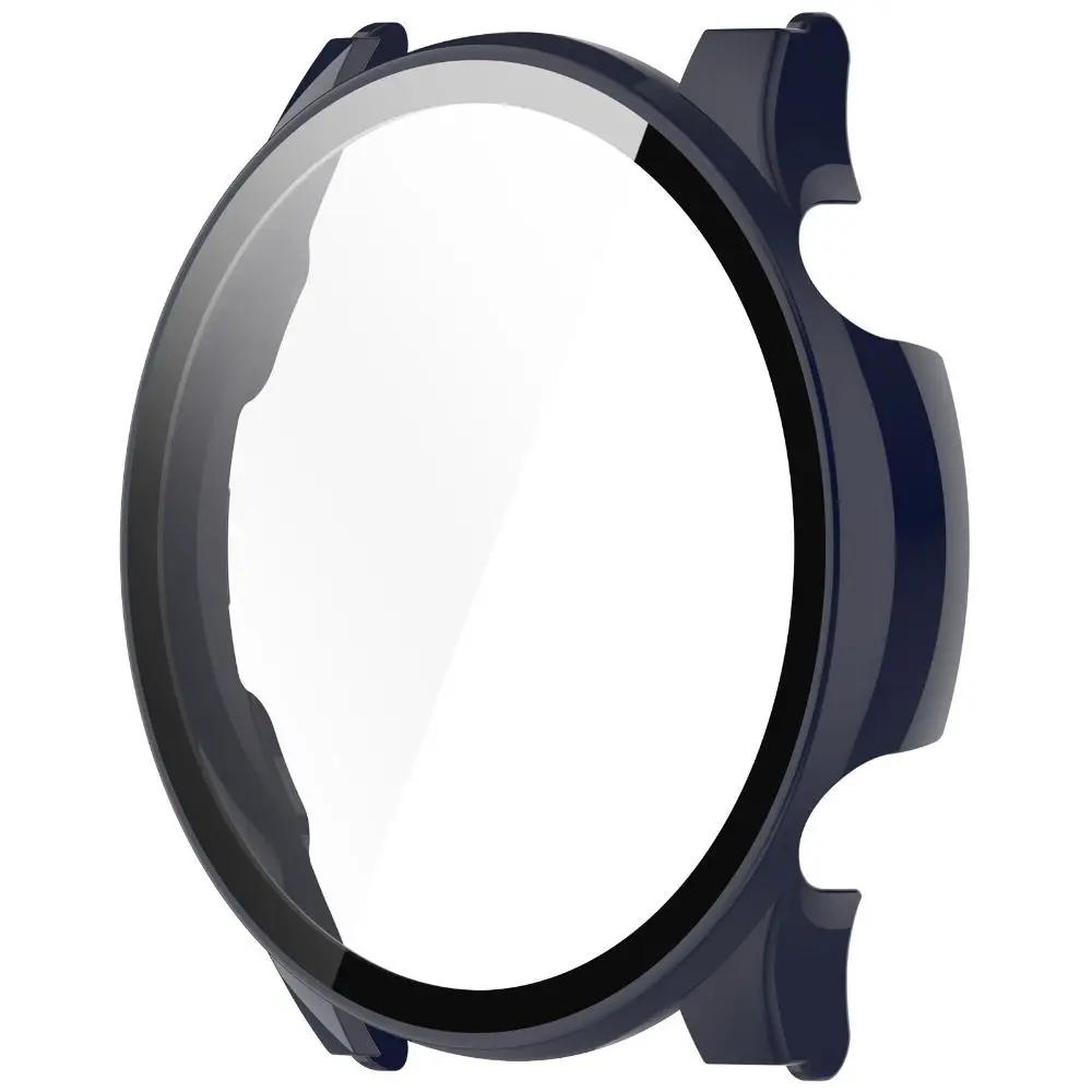 

Новый закаленный + ПК защитный чехол жесткий протектор экрана аксессуары чехол для смарт-часов чехол для Haylou Solar Plus RT3 LS16 темно-синий