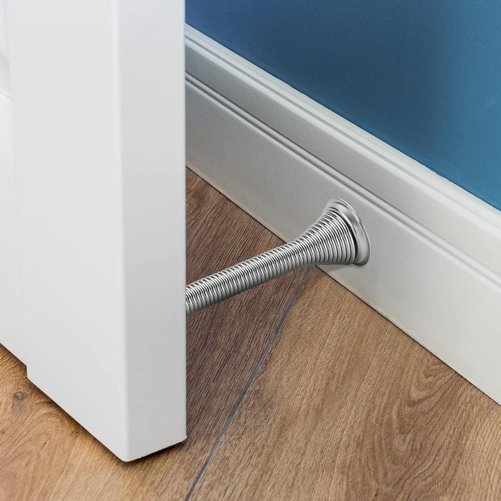 Ravinte Door Stoppers, 12 Pack Spring Door Stops with Rubber Bumper, Satin Nickel Door Stoppers for Bottom of Door