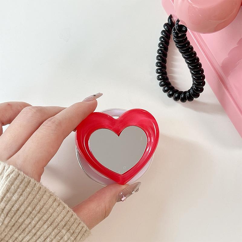 Simple Wind Love Mirror Lazy Ring Portable Mobile Phone Magnetic Suction Airbag Bracket Retractable Desktop Watching Drama