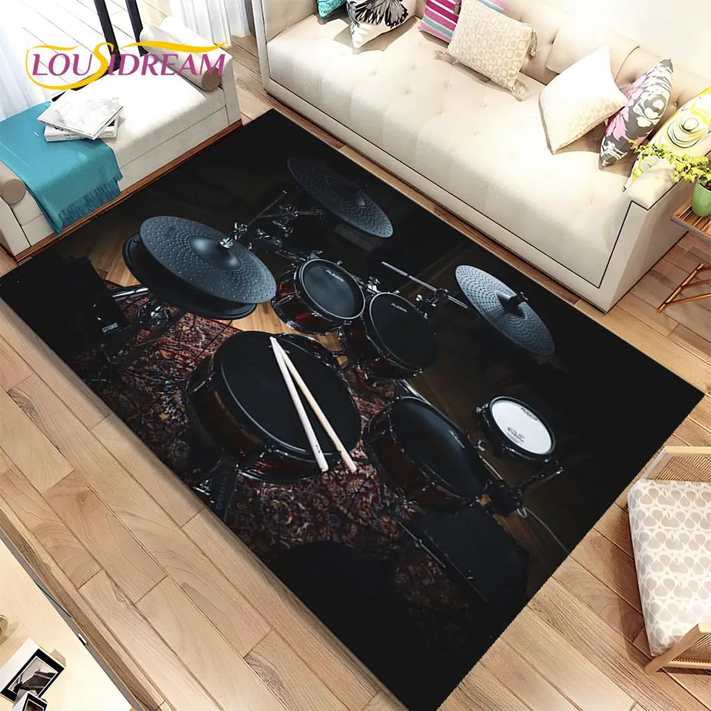 Drum Kit Music Drum Set Instruments Area Rug,Carpet Rug for Home Living Room Bedroom Sofa Doormat Decor,kids Non-slip Floor Mat