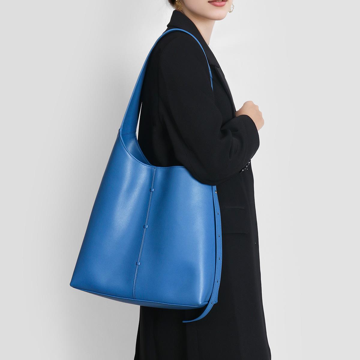 

Genuine leather bag women new high-end niche tote bag large capacity crossbody bag women s commuter handbag синий