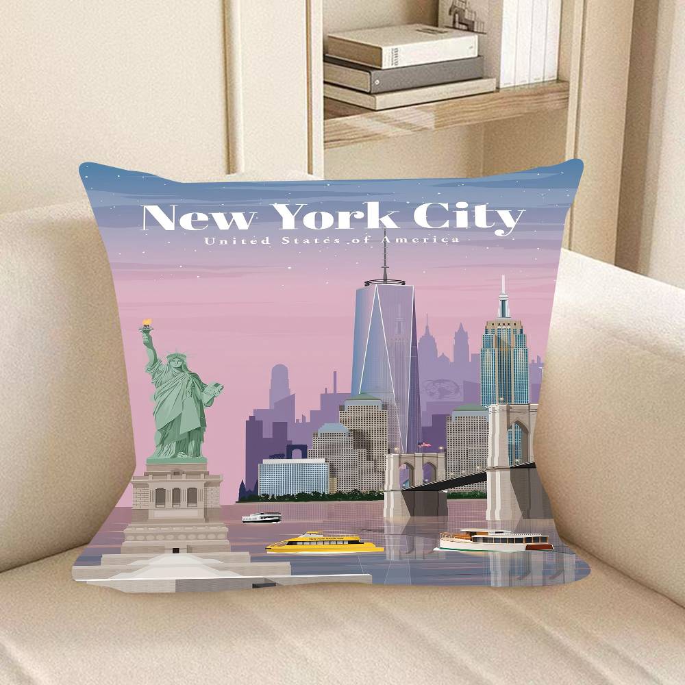 World Famous Tourist Cities Cushion Cover Inches Farmhouse Decor Home Throw Pillow Covers For Couch Decorations