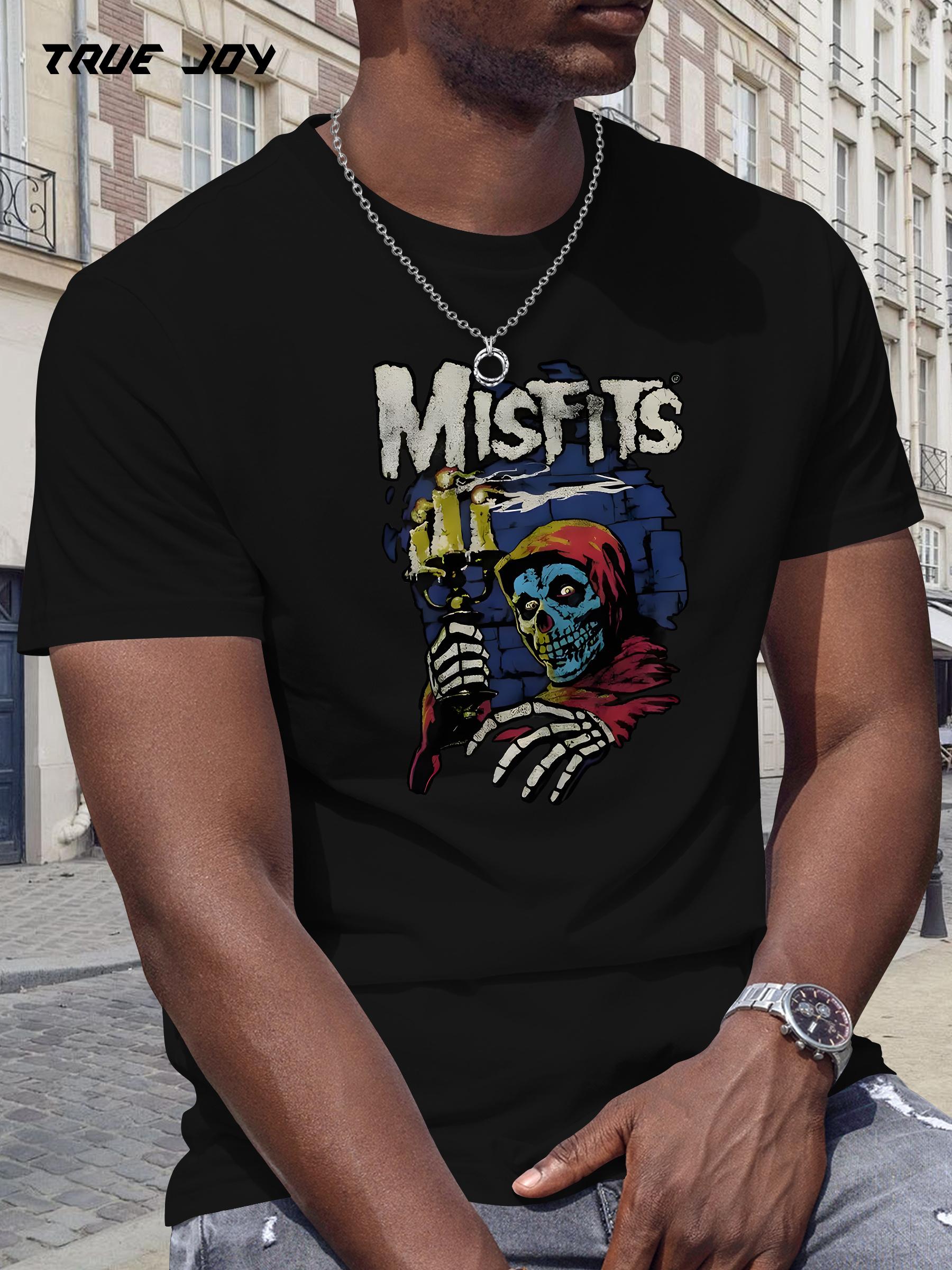 Misfits Skull & Crossbones Graphic T-shirt - Punk Rock Style Short Sleeve Tee S