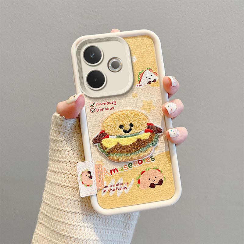 KEYSION Cartoon Cute Plush Embroidery Case for OPPO A5 Pro 5G with Lanyard Silicone Shockproof Phone Cover for OPPO A5 Pro
