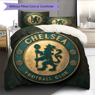 Chelsea FC Logo Pattern Bedding Home Decoration Birthday Gift (1 * Duvet Cover + 2 * Pillowcase, Without Core)