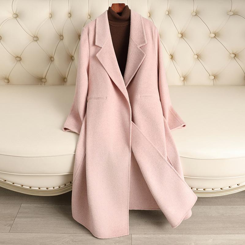 Double-sided cashmere coat long over the knee loose high-end wool woolen coat new for autumn and winter