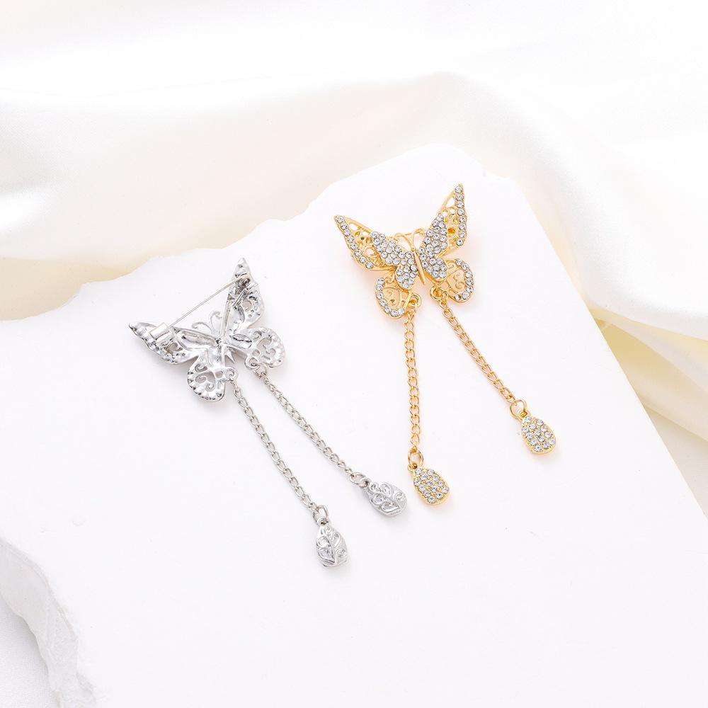 Women's High-End Butterfly Tassel Brooch for Suits and Cardigans