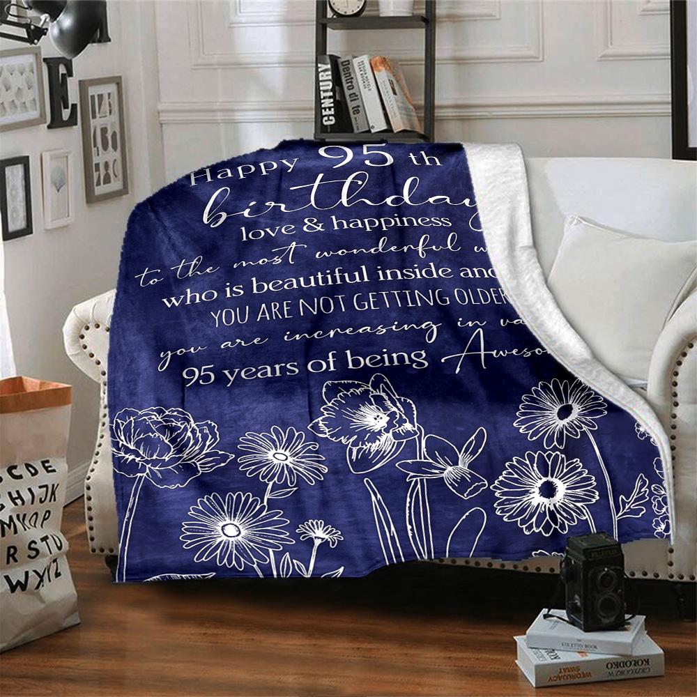 95Th Birthday Celebration Lightweight Blanket Comfortable Ure Throw For Sofa Couch Office Bed Picnics for All Occasions Digital Print Gift Y28