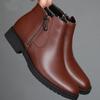 Men's Boots Fashion Cow Leather High-top Boot Classic Business Ankle Boots Winter Plush Warm Cotton Shoes Winter Men Dress Boots