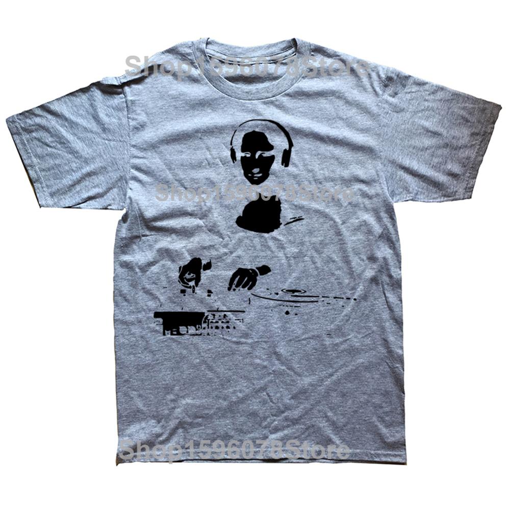 Funny DJ Mona Lisa Graphic T Shirts Men Women Pure Cotton Humor Streetwear Tee Shirt Short Sleeve Unisex Loose Clothing