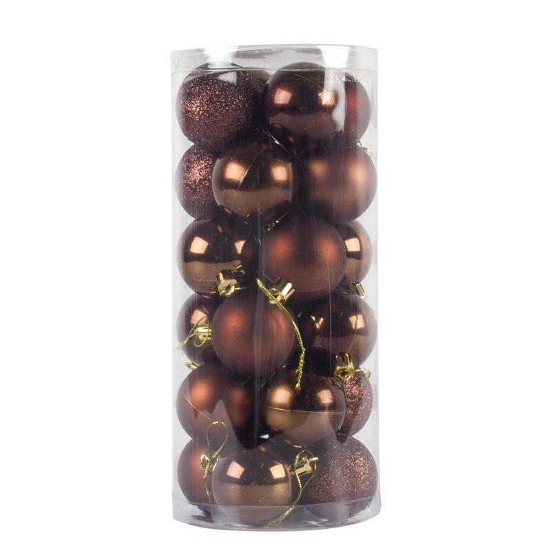 

24 шт./Коробка Рождественские шары Рождественские елочные украшения Рождественские украшения для домашней вечеринки Рождественские подвесные подвески 4cm кофейный