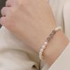 HENGSHENG 6-7mm Rice Shape Freshwater Pearl Bracelet for Women 19.5cm Elastic Rope Moonstone Crystal Bracelet Jewelry Gifts