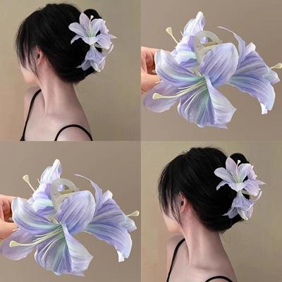 Pinces à cheveux en forme de fleur de lys pour femmes filles barrette pince crabe épingle à cheveux queue de cheval couvre-chef de bain plage accessoires pour cheveux