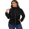 Warm Winter Coat Women Black Fleece Stand Collar Long Sleeve Zipper Ladies Autumn Coat